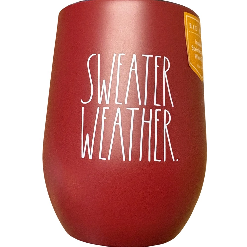 Rae Dunn Travel Mug Tumbler Stainless Steel Wine Sweater Weather New